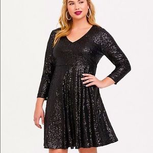 COPY - NEW Torrid Black Sequins Skater Dress
